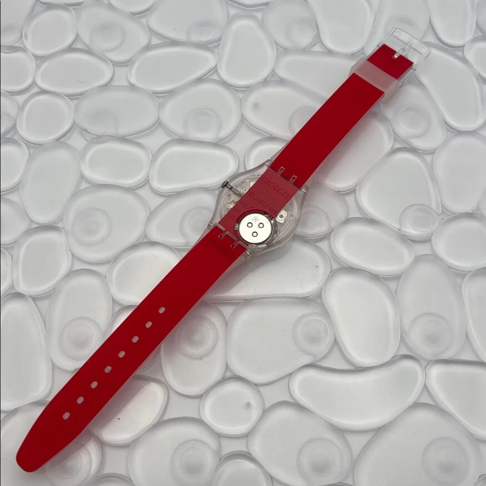 Swatch Watch GE292 CLEARLY RED STRIPED NWT
